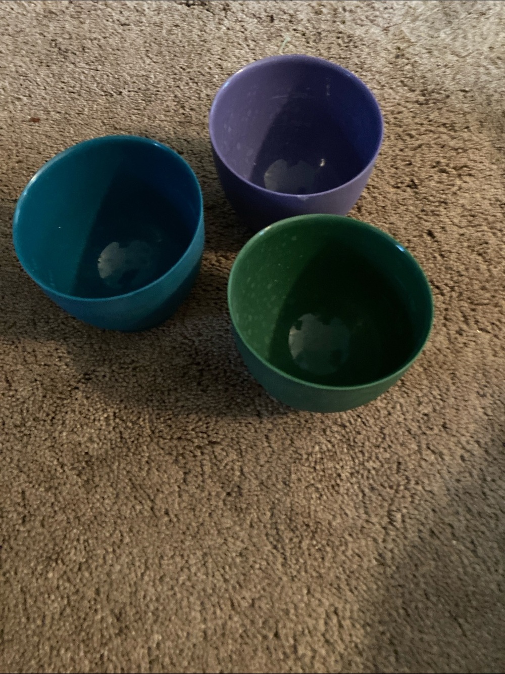 Michael Graves Set of 3 Plastic Prep Bowls in Teal, Purple, and Green